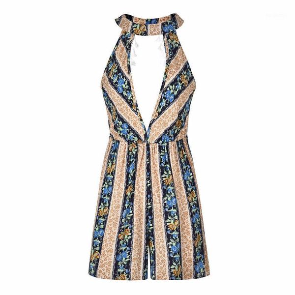 

women's jumpsuits & rompers women print playsuits sleeveless strapless backless jumpsuit high waist short pants summer casual loose lad, Black;white