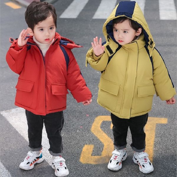 

winter fashion childrens clothes cotton-padded baby boys jacket thick warm hooded padded coat for boy kids outwear clothes 2-6y, Blue;gray