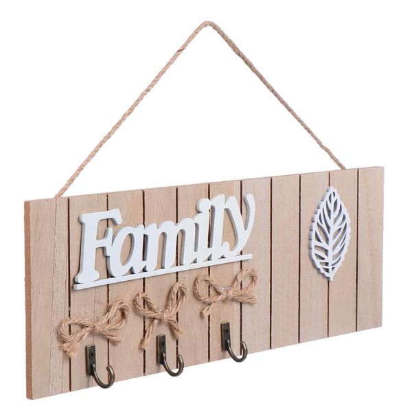 

hooks & rails 1pc nordic style wooden hanging family sign with wall-mounted hanger