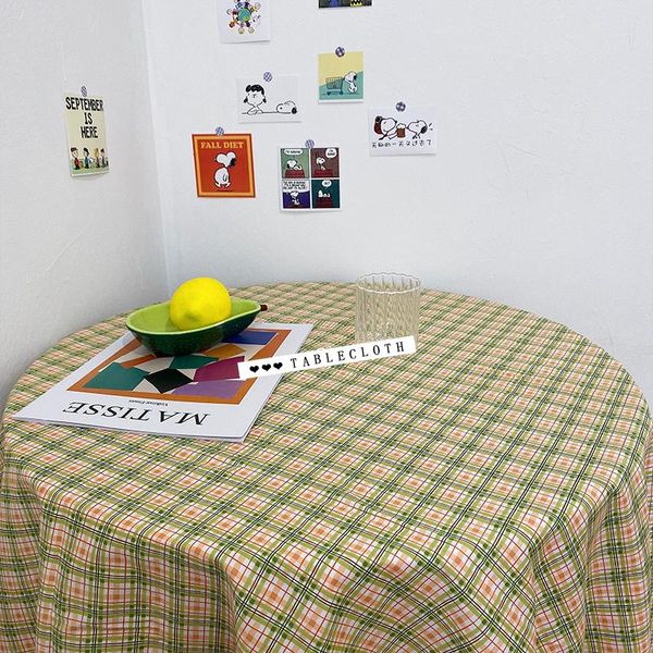 

table cloth ins korean fashionable lattice 100% cotton cover tea picnic home decoration tablecloth for