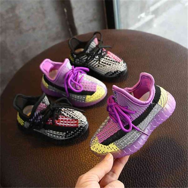 

autumn kids shoes toddler girls boys sneakers mesh breathable fashion casual children size 21-30 210914, Black