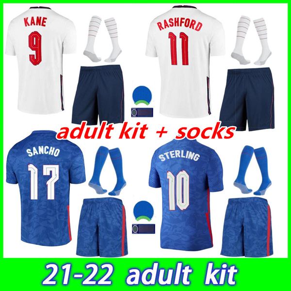 

kit 2021 2022 england mens soccer jersey sets kane sterling rashford sancho henderson barkley maguire 21 22 national football shirts uniform, Black