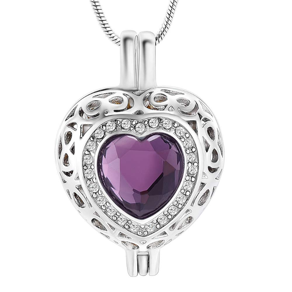 

chains cremation jewelry for ashes pendant crystal heart urn necklace with mini keepsake memorial ash, Silver