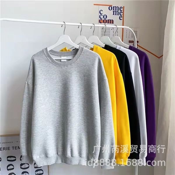 

autumn and winter long sleeved round neck pullover sweaters team shift clothes fashion trendy couple shirts printed, Black