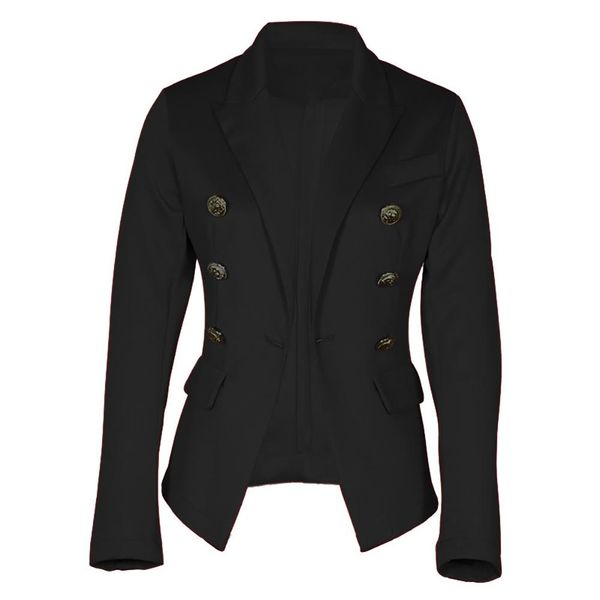 

office ladies blazers for women solid color long sleeve double-breasted business blazer women slim jacket coat blazer feminino, Gray