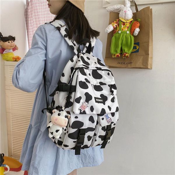 

backpack cow grain lovely schoolbag kawaii waterproof nylon girl canvas bag korean ulzzang original sufeng