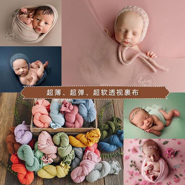 

hair accessories 26 color thin elastic soft perspective wrap summer baby po born pography props 45x160cm, Slivery;white