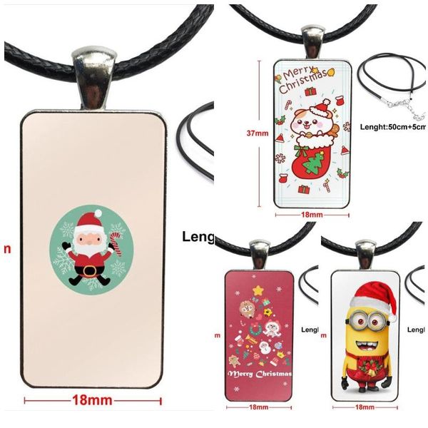 

pendant necklaces wishes merry christmas for women party necklace fashion long chain with rectangle jewelry, Silver