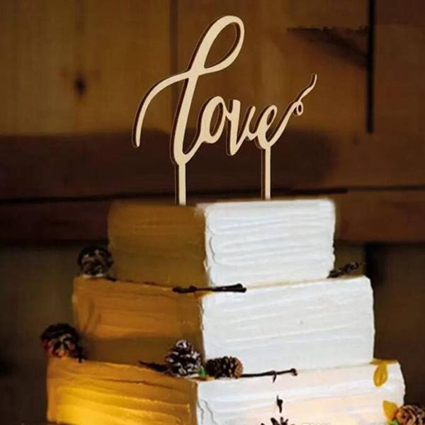 Romantischer Hochzeitstortenaufsatz aus Holz mit „Love We Do“-Form, Buchstaben „Verlobt“, Dekoration, einzigartiges Kuchenzubehör