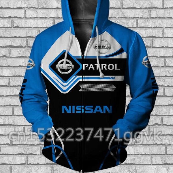 

men's hoodies & sweatshirts men nissan car 3d printed spring streetwear fashion men's clothes pullovers casual zippe, Black