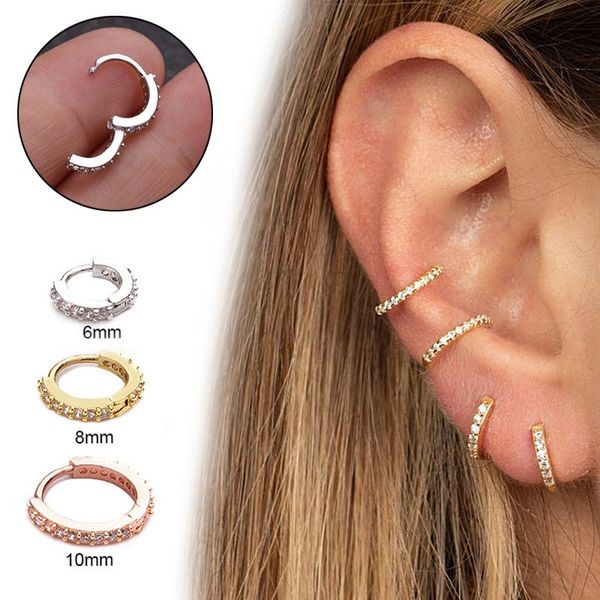 

stud 6/8/10mm steel captive bead ring ear hoop nose punk hip hop tragus cartilage body piercing jewelry earring, Golden;silver