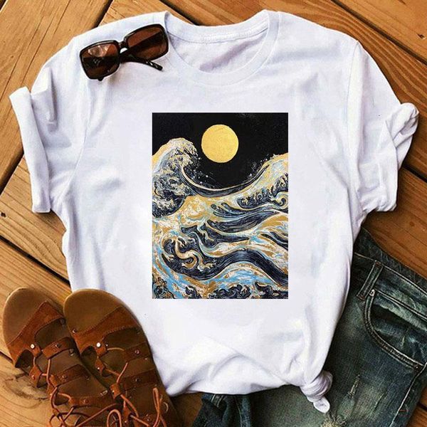 

japanese style t-shirts fashion women tshirt sunset over the sea harajuku white tshirt korean tshirt summer tee shirt femme