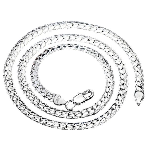 

chains 925 sterling silver 20 inch 18k gold 6mm full sideways chain necklace for women man fashion jewelry charm gift
