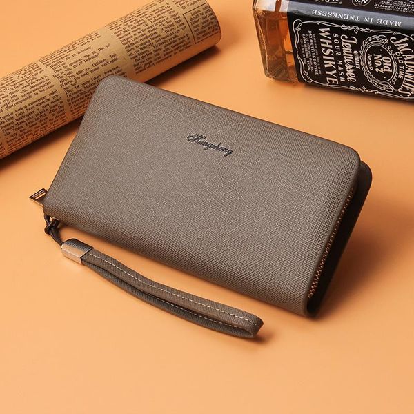 

wallets wristband women men long style card holder male purse zipper large capacity brand pu leather wallet for, Red;black