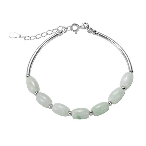 

natural green oval jade handmade bracelet women's bride adjustable bracelet wedding gift, Golden;silver
