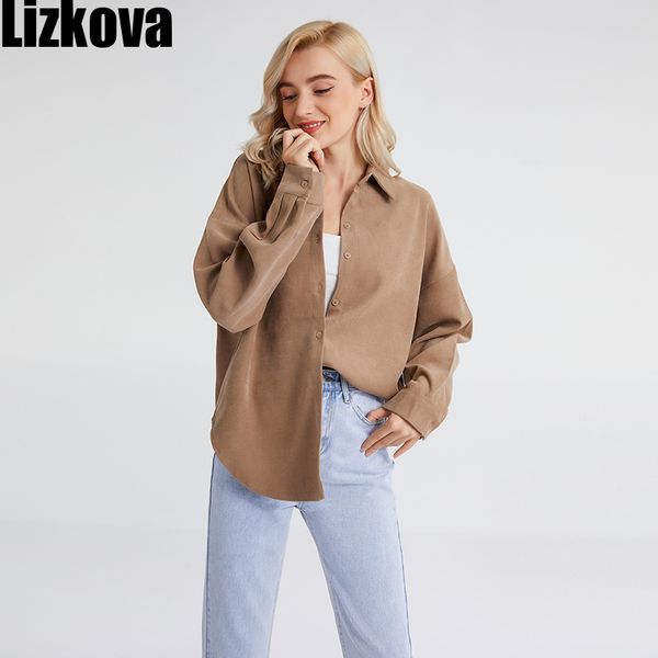 

lizkova plus size blouse women white long sleeve shirt 2021 spring chemise femme twill blusas mujer 210303