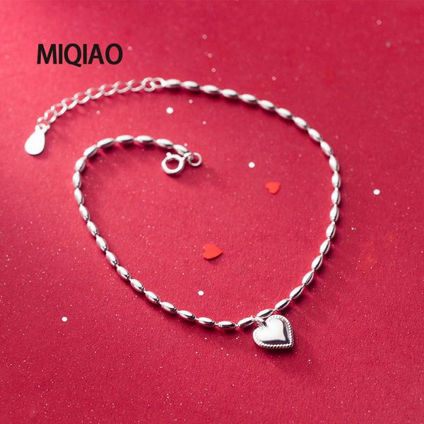 

miqiao summer accessories ankle chain foot bracelet for women leg jewelry 925 sterling silver love pendant feminine peas gift f1219, Red;blue