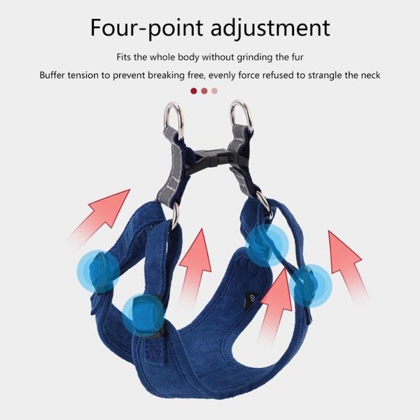 

dog collars & leashes pet polyester harness for leash reflective safe walking vest small and medium dogs