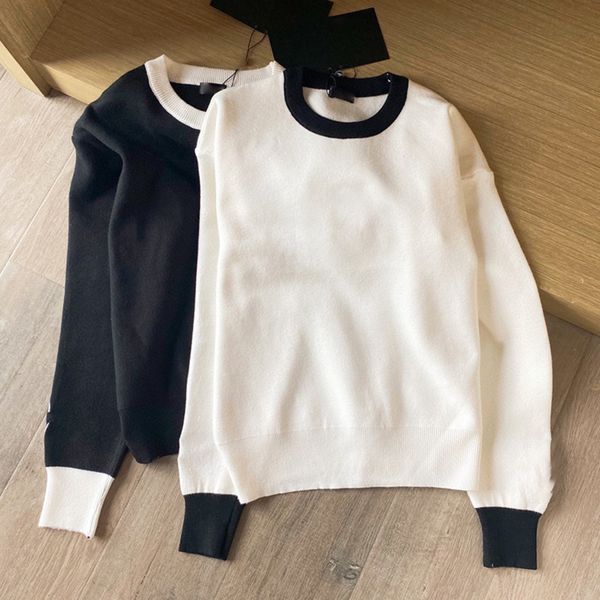 

21 winter new xiangjia sweater women's small xiangfeng middle ancient knitted sweater color matching commuting 1221090, White;black