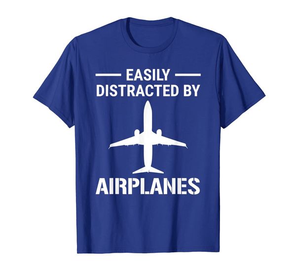 

easily distracted by airplanes t-shirt funny pilot aviation, White;black