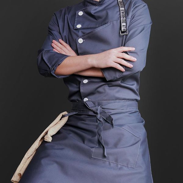 

aprons chef work uniform suit long-sleeved catering el western restaurant tooling men and women clothes trend good goods