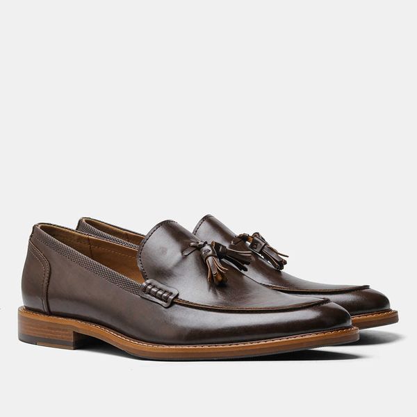 

business shoes men's 2021 spring us size wood grain tassel formal lefu, Black