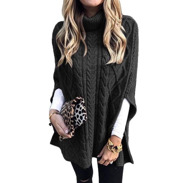 

autumn winter sweater women casual solid color turtle neck twist braid shawl knitted sweater oversize pullover, White;black