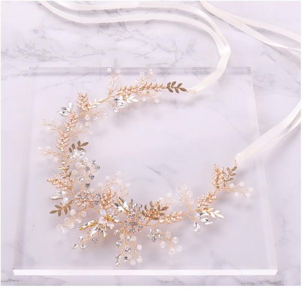 

ailibride trendy gold pearl crystal wedding headband bridal hairband tiara hair jewelry women wedding hair ornaments jllmiu, Silver