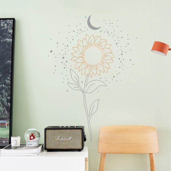 

wall stickers watercolor sunflower for kids room home living decoration flowers wallpaper mural aesthetic decals
