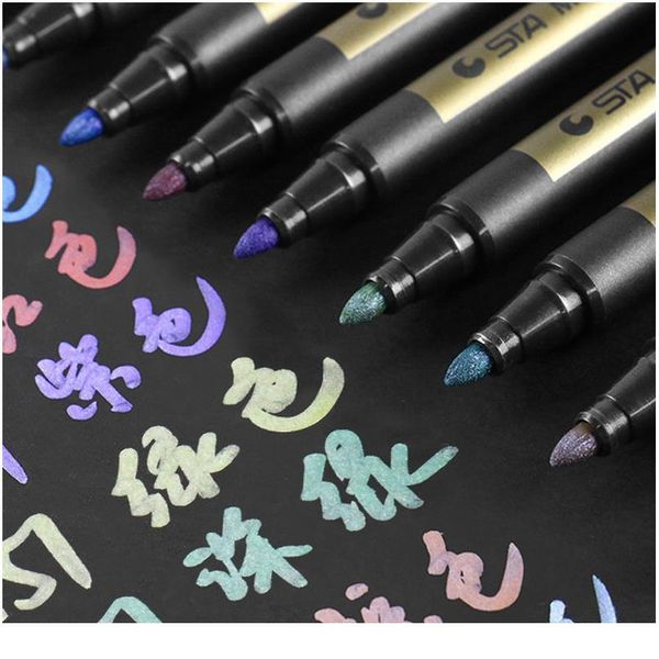 

10pcs metallic highlighter marker pen set artist material paint pen diy painting drawing alcohol brush markers art jllbey