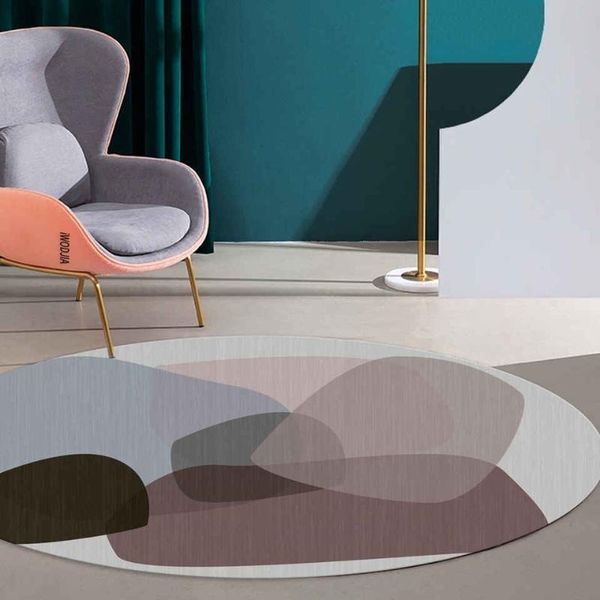 

carpets nordic geometric color block round floor mat anti-slip rug for living room chair soft kids gril's decoration