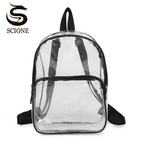 

backpack scione waterproof transparent school student safety travel pvc bagpack leisure fashion daily beach summer shoulder bags