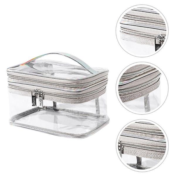 

storage bags 1pc waterproof toiletry bag travel pvc double-deck makeup portable pouch