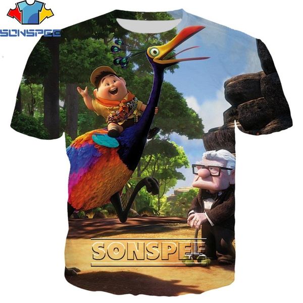 

men's t-shirts sonspee funny movie up 3d printing men women's t-shirt summer creative harajuku personality casual street short sle, White;black