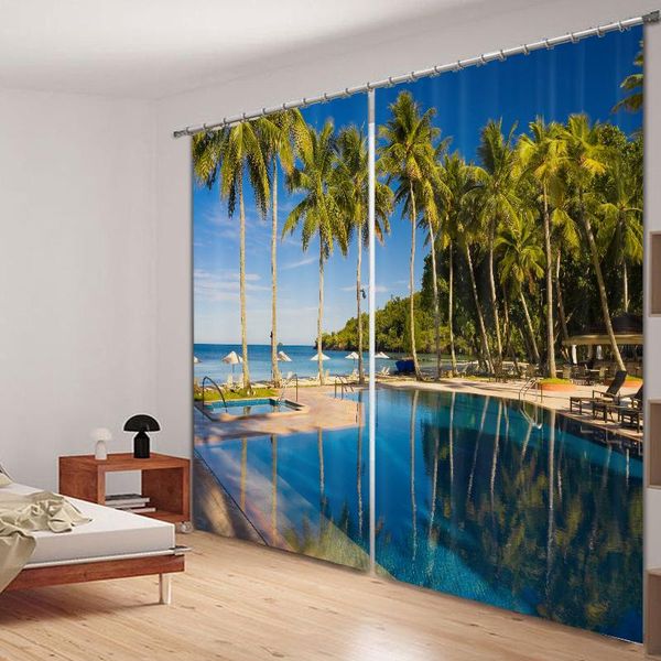 

curtain & drapes 3d printed short curtains for living room nature green landscape scenery pattern thickened shading fabric bedroom