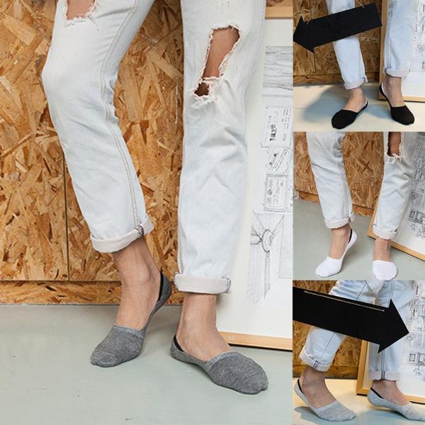 

1 pairs men's socks new non-slip silicone invisible boat compression socks male ankle sock harajuku men meias cotton, Black