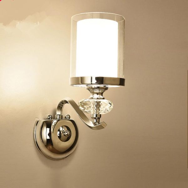 

wall lamps modern chrome metal led lights lustre crystal glass bedroom lamp fixtures living room light sconce