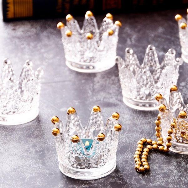 

cute crystal transparent glass crown cigarette ashtray candle holder european style deskornament jewelry organizer