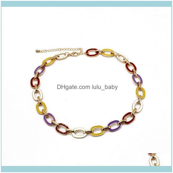 

chains necklaces & pendants jewelrychains zwpon fashion rainbow enamel chain link choker necklace for women statement jewelry wholesale1 dro, Silver