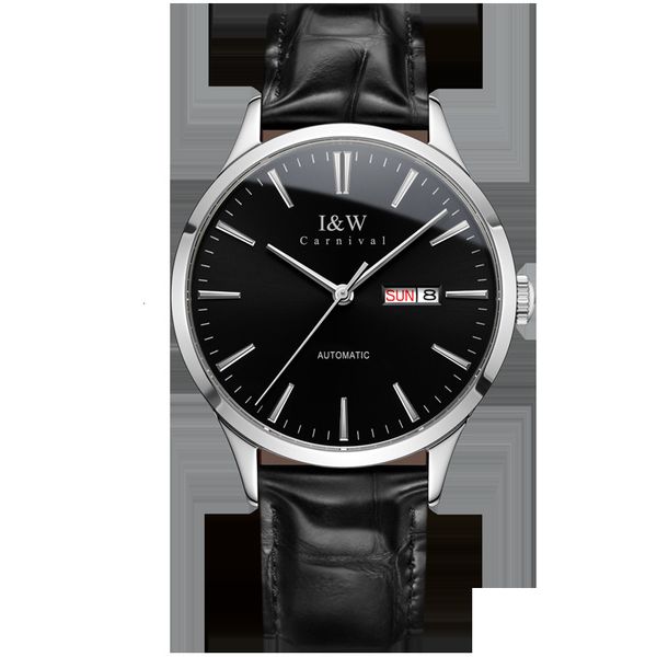 

miyota clock for men luxury brand carnival new mechanical clocks saffier calendar watertight business watch automatic, Slivery;brown