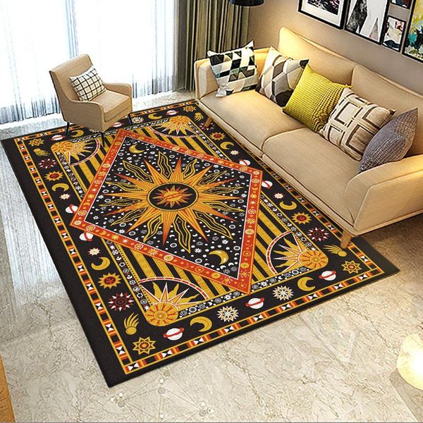 

carpets 2021 american retro sun stars moon tribal style black living room bedroom kitchen decorative bathroom bed carpet floor mat