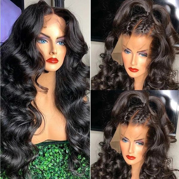 

brazilian body wave lace front wig for black women 13x4 250 density high quanlity simulation human hair synthetic wigs pre plukced with baby