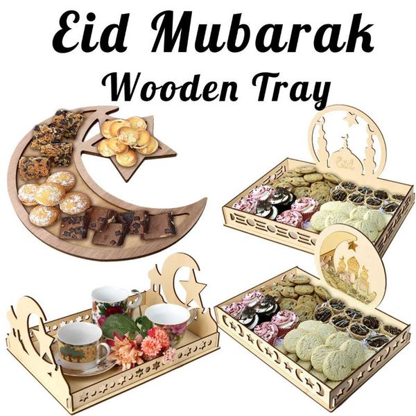 

kitchen storage & organization dessert tray wooden artistic eid mubarak party serving tableware display wood islam muslim food trays