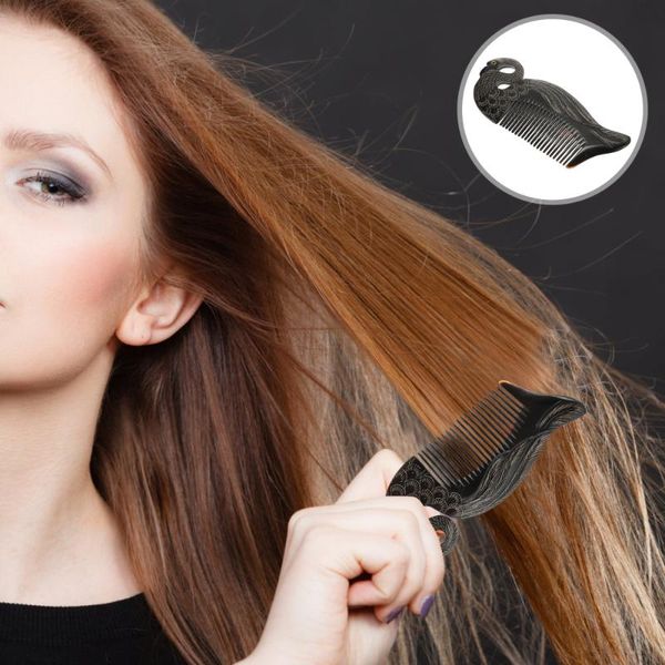 

hair brushes 1pc premium comb ox horn household styling (black), Silver