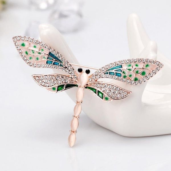 

pins, brooches creative crystal dragonfly for women cute enamel insect banquet weddings brooch pins gifts dress accessories, Gray