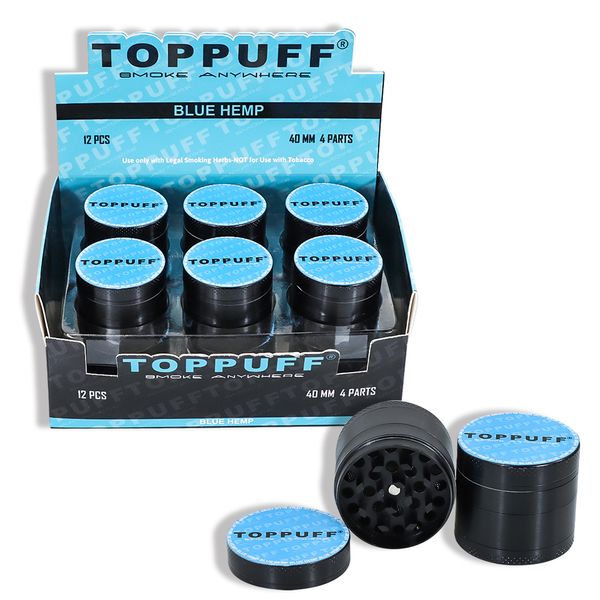 Toppuff Mavi Sigara 40 * 37mm Metal Tütün Herb Öğütücü 4 Parça Bitkisel Öğütücüler Duman Borusu Aksesuar