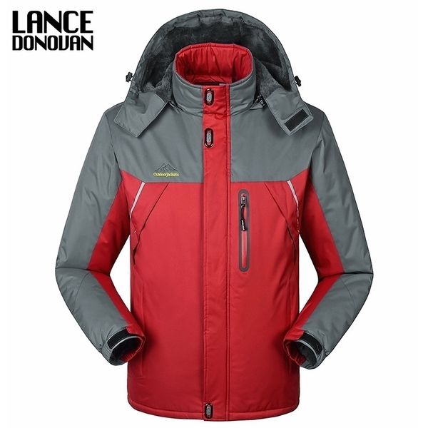 

-30 c fit plus thick velvet down & parka coat 6xl 7xl 8xl 9xl warm winter jacket waterproof windproof men's windbreaker t200102, Black