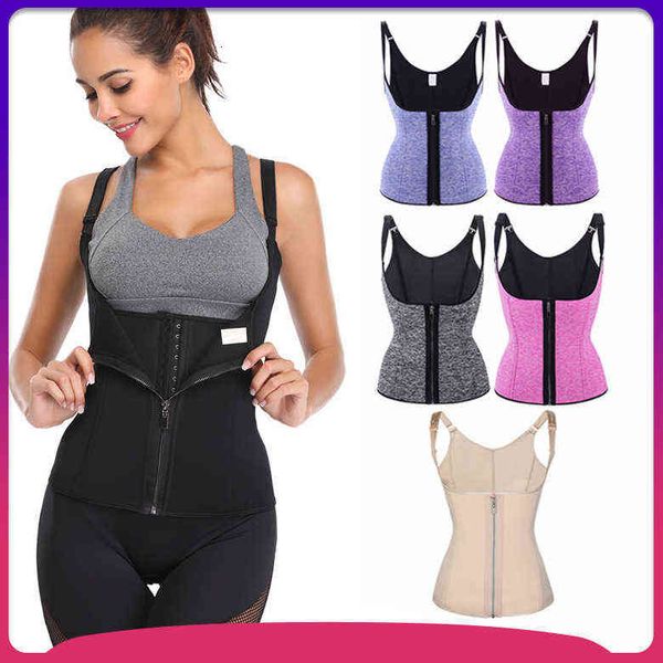 

luxury women's shapers neoprene zipper inside button ultra sweat sports fitns waist sweaty women's corset, Black;white