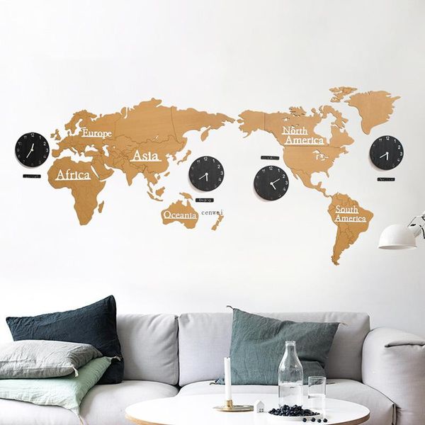 

wall clocks nordic wood 3d clock sticker creative large modern home decor living room silent watch reloj gift d07