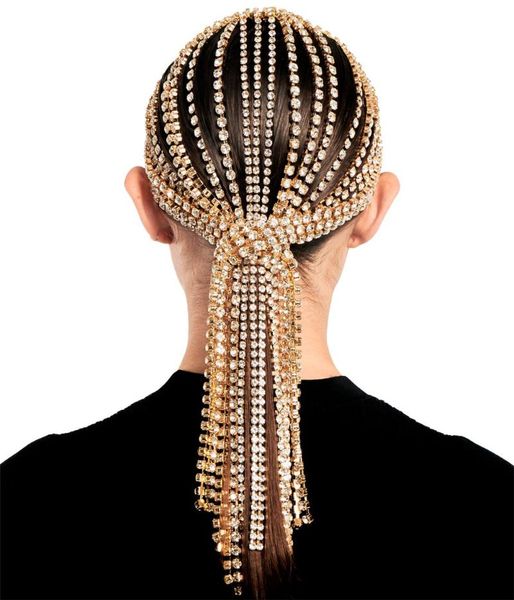 

hair clips & barrettes punk rhinestones head chain women headwear long tassel hairbands fashion rock nightclub jewelry for ladies accessorie, Golden;silver